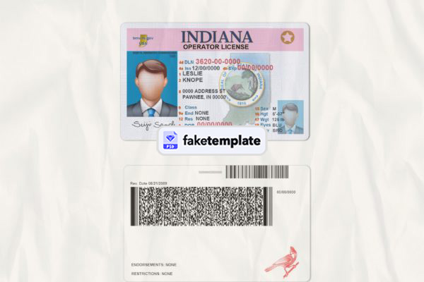 indiana drivers license template